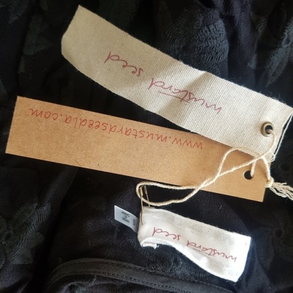 Mustard Seed Floral Embroidered Black Ruffle Crop - Picture 7 of 7